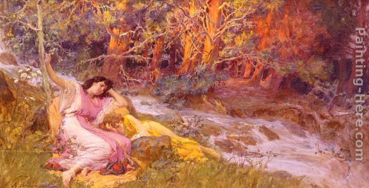 Reclining By A Stream painting - Frederick Arthur Bridgman Reclining By A Stream art painting